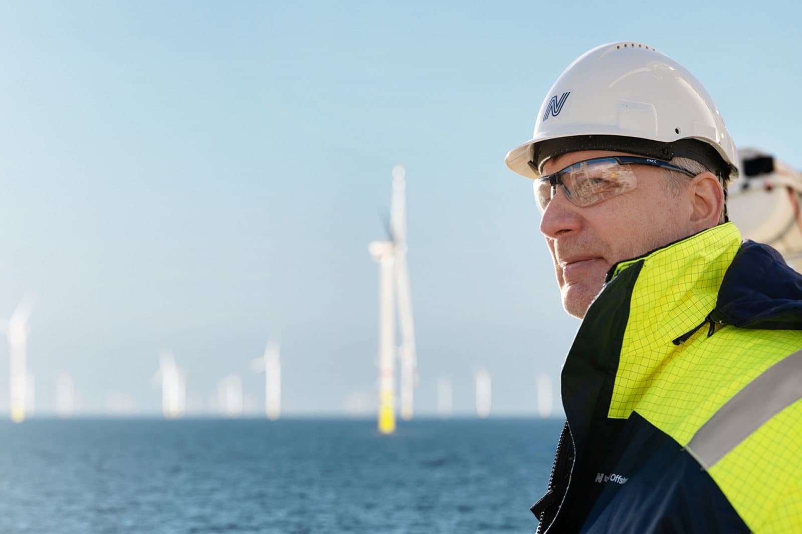 Crew member on deck at an offshore wind farm